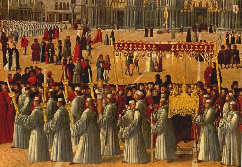 BELLINI, Gentile Procession in Piazza S. Marco (detail) ll95 oil painting image
